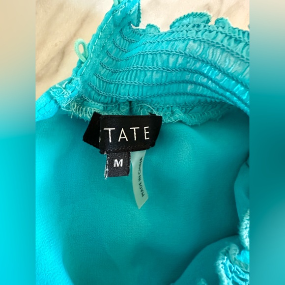 1. State Sheer Mock Neck Flutter Sleeve Top - Picture 3 of 7